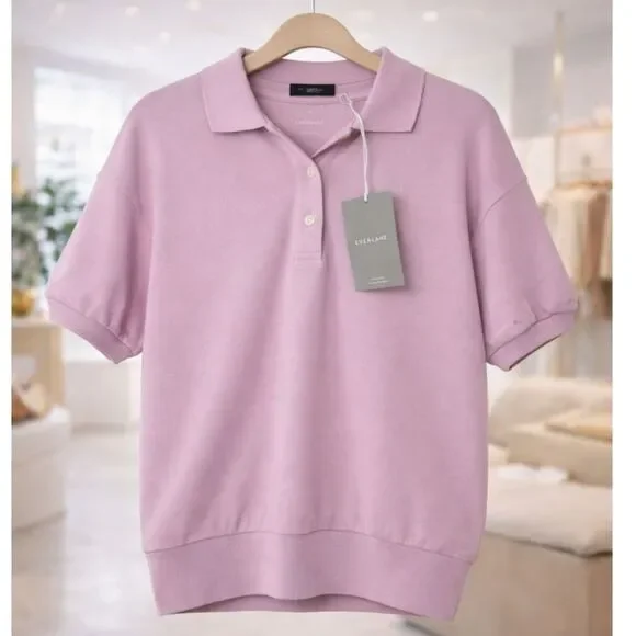 Everlane NWT Organic Cotton Polo Big Mauve Minimalist Preppy Small Quiet Luxury - Picture 1 of 7